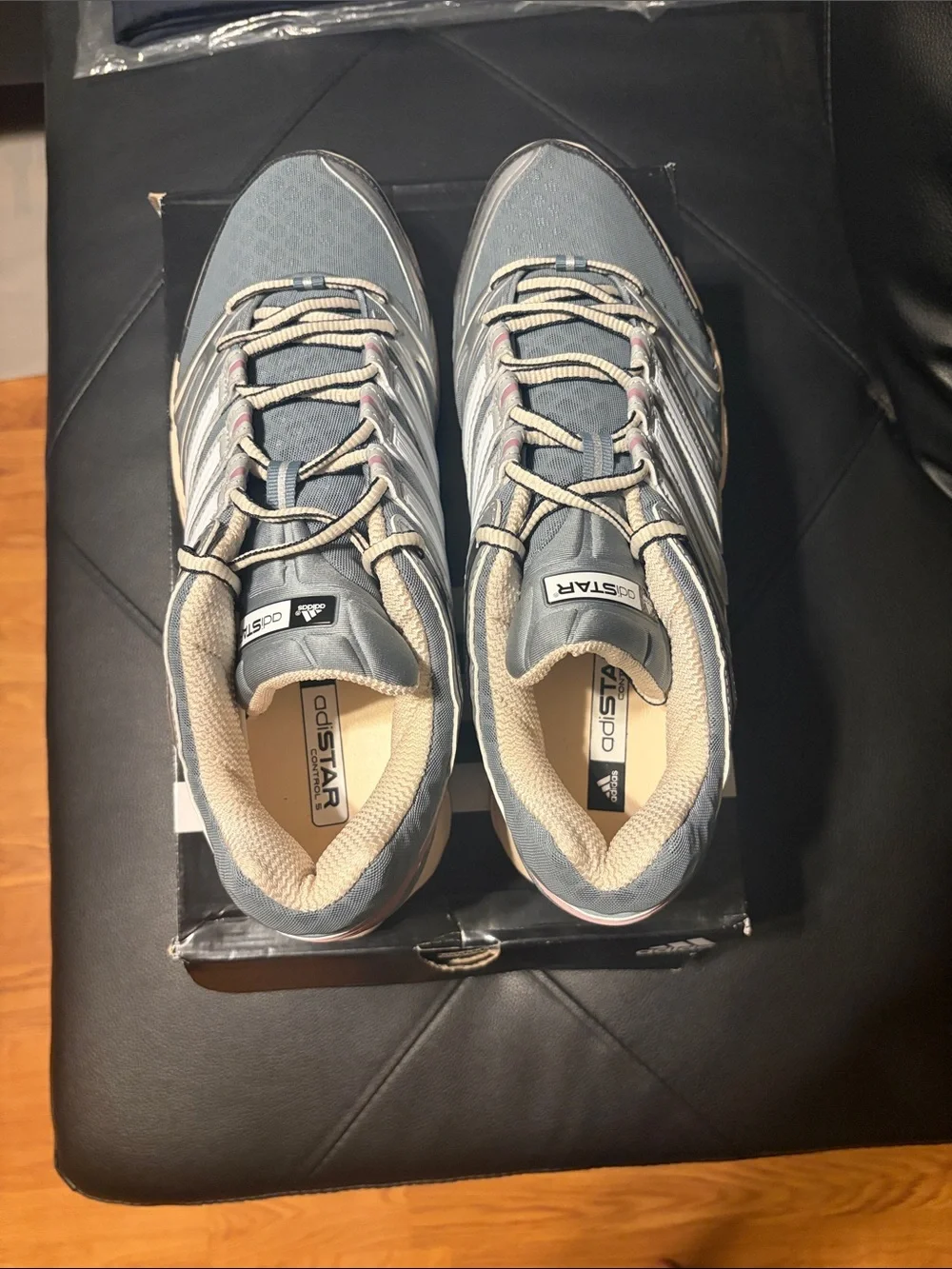 A Ma Maniere Adidas Light Blue and Cream Running Shoes with Pink Accents (New)